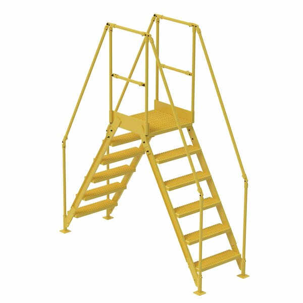 Vestil 6 Step Cross-Over Ladder 58"H x 14"W Yellow Powder Coat Steel COL-6-56-14